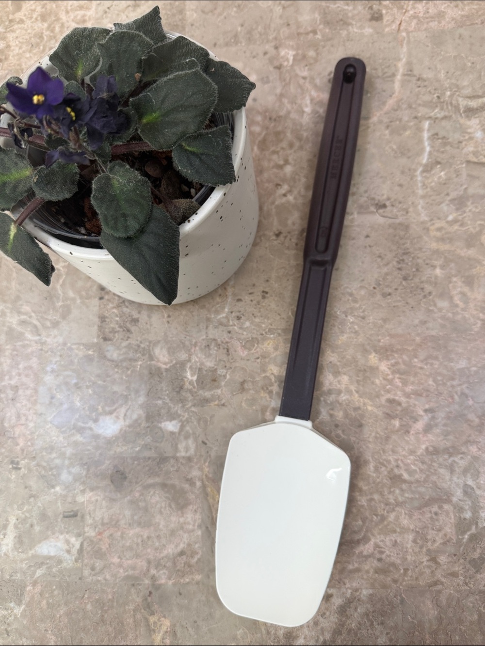White Silicone Spatula with Dark Brown Handle